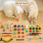 Cat Tunnel Bed with 40 Cat Toys, Collapsible Play Tunnel for Indoor Cats, Cat Tube for Kitten Puppy