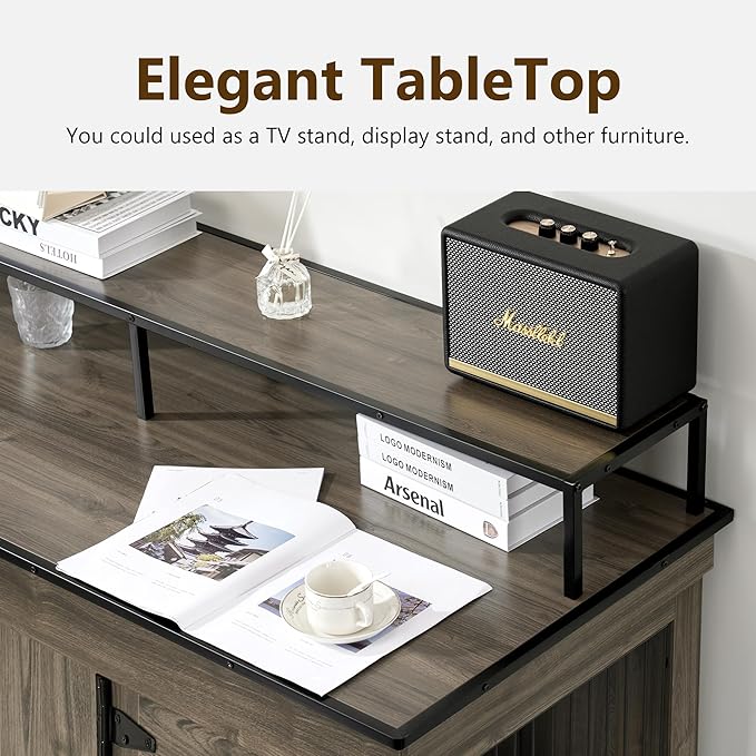 MCombo Large Dog Crate Furniture TV Stand, Wooden Pet Kennel with Double Doors, Indoor Furniture Style Dog House End Table, 1861 (Brown)