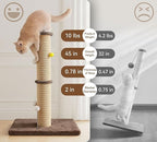 5-Inch Thick Sisal Cat Scratching Post, 36" Tall Scratch Tower with 6.5" Top Perch and Large 20.8×15.9" Stable Base, Durable Cat Scratcher for Indoor Cats, Brown