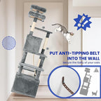 69-Inch Tall Cat Tree with Huge Condos, Multi-Functional Cat Tower with Top Perches, Scratching Posts, Pompoms, for Climbing, Lounging and Playing (Grey)