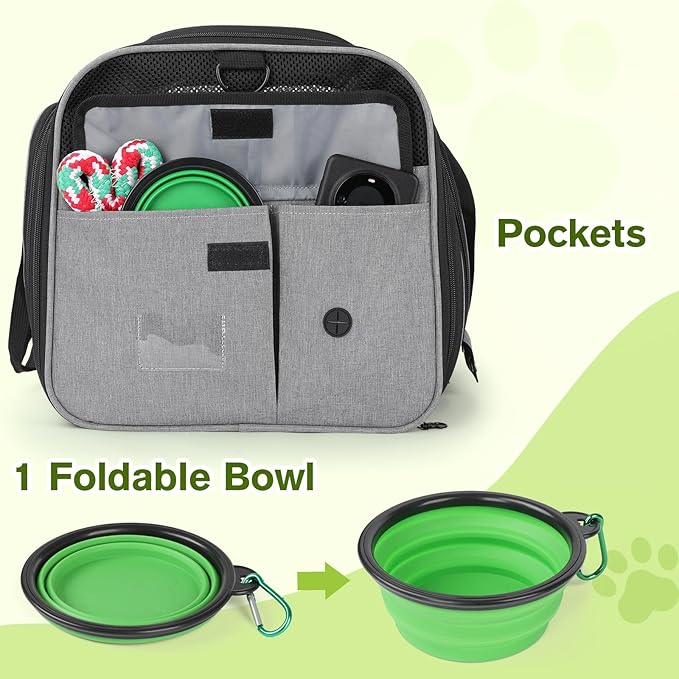 Pecute Expandable Cat Carrier, Soft Side Pet Carrier with Seat Belt, Dog Carriers for Small Dogs, Portable & Foldable Cat Bag Carrier Great for Travel, Outdoor, Hiking, Camping