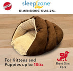 SPOT Sleep Zone Cuddle Cave - Cat Cave Bed for Indoor Cats and Mini Dogs, Durable, Comfortable, Washable for Kittens and Puppies under 10 lbs and 12 inches Long, Chocolate Color