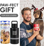 Insulated Dog Water Bottle with Travel Bowl, Portable Water Bottle Dispenser, Accessories for Car, Hiking, Camping, Outdoor, Leak-Proof, Detachable (DogDad-Black)