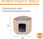 K&H Pet Products Thermo-Kitty Sleephouse Cat Cave, Indoor Cat House, Clubhouse Cat Bed - Unheated Tan/Leopard 12 X 17 Inches
