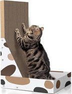 ComSaf Cat Scratching Board, Vertical Cat Scratcher for Indoor Cats, L Shaped Cat Wall Scratcher, Cardboard Cat Scratch Pad Lounger with Box Collecting Scraps, Protect Furniture Couch