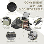 Petsfit Expandable Cat Carrier Dog Carrier, Soft-Sided Portable Pet Travel Carrier, Removable Soft Plush mat and Pockets, Locking Safety Zippers, 19x12x12 Inches