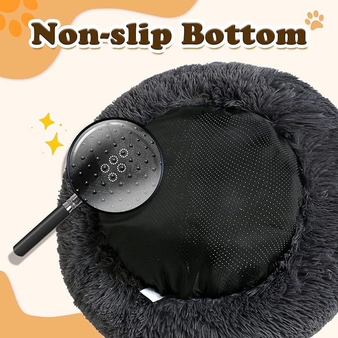 JOLLYVOGUE Dog Bed, Calming Anti-Anxiety Large Dog Bed, Fluffy Donut Cushion for Medium and Large Pets (39")