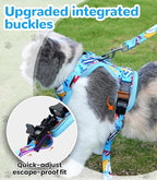 Halypet Cat Harness and Leash Set for Walking, Escape Proof Adjustable Vest Harness with 3-in-1 Integrated Buckles, Easy Control Soft Breathable Mesh with Reflective Strips for Cats, M,Azure Blue