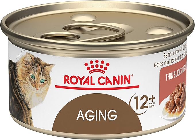Royal Canin Feline Health Nutrition Aging 12+ Senior Thin Slices in Gravy Cat Food, 3 oz (Pack of 24)