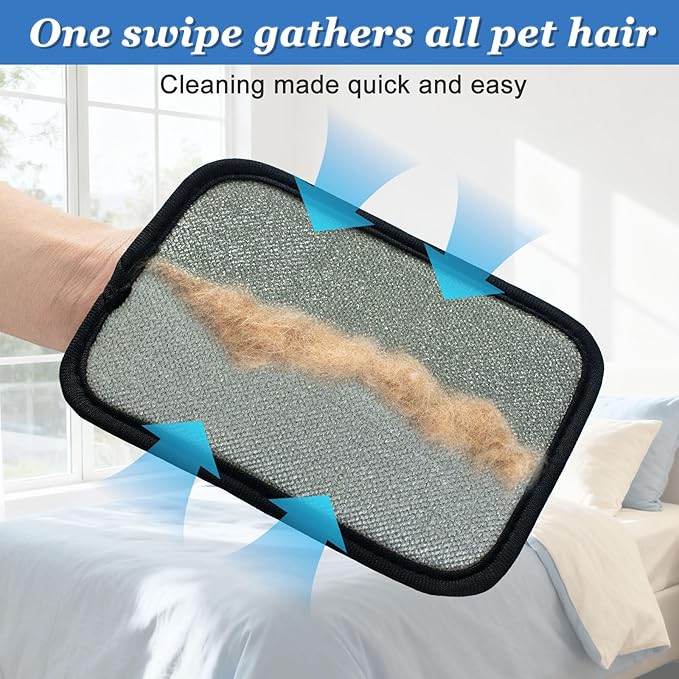 2 Pcs Newly Upgraded Electrostatic Pet Hair Removal Glove,Magic Brush Pet Hair Remover for Cats & Dogs,Reusable Pet Hair Remover Gloves for Couch Carpet Car Seat Laundry