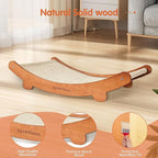Sisal Cats Scratcher Bed Shaped U, Beech Wood Scratching Pad Indoor cat Toy,Durable,Wooden Cat Furniture Protector, Scratch Post for Larges Cats Scratcher Lounge,Clawing and Play