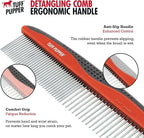 Tuff Pupper Dog Grooming Comb Set | Easily & Safely Remove Dead, Matted Knotted Hair | Ergonomic Pet Detangling Combs | No-Slip Safety Handle For Precision Control | Rounded Tips Prevent Scratching