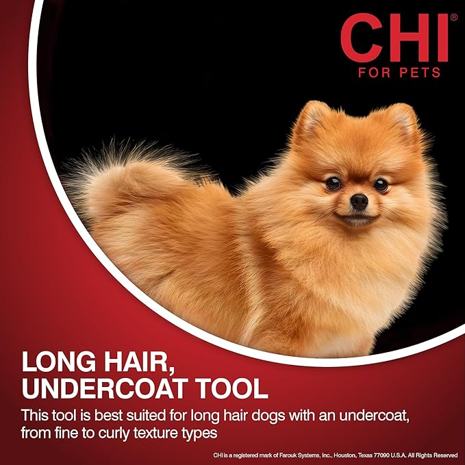 CHI for Dogs Dematting and Deshedding Undercoat Rake - Dog Grooming Tool for Long Hair - Safe Blade Design for Mats and Knots - Ideal for Thick Coats and Tangled Fur