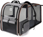 Lekebobor Extra Large Cat Backpack Carrier Expandable Pet Carrier Backpack for Small/Medium Dogs and Medium/Large Cats, Grey