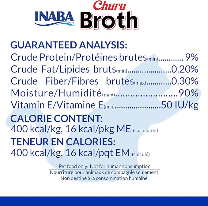 INABA Churu Broth for Cats, Side Dish Pouch, 1.4 Ounces per Pouch, 12 Pouches, Chicken Recipe