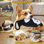 2-Pack Squeaky Dog Toys & Tough Tug of War Set - No Stuffing Chew-Resistant Plush Toys to Keep Them Busy, Best Birthday Gift for Small/Medium/Large Breeds (Panda & Dion)