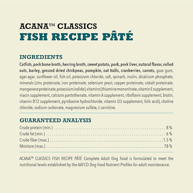 ACANA Classics Pate Wet Dog Food Fish Recipe 12.5oz Cans (12 Count)