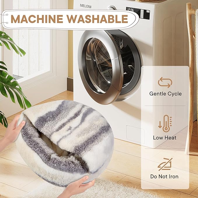 Dog Beds for Small Dogs, Cat Bed Cave, Washable Cute Cat Bed, Cozy Nook Pet Bed for Dogs or Cats, Anti-Slip Puppy Bed Fits up to 5 lbs Pets(Dark Gray Texture, 16" x 16")