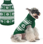 KOOLTAIL Cable Knit Dog Sweater Turtleneck, Cold Weather Pullover Classic Knitwear, Snowflake Pattern Thick Warm Winter Pet Clothes, Dog Christmas Sweater for Small Medium Large Dogs Cats,Green ML