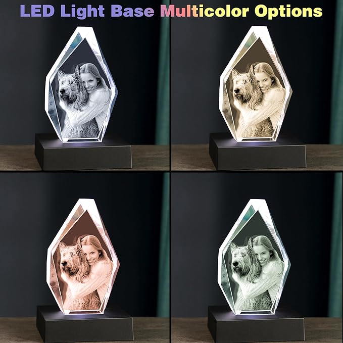 Personalized Dog Memorial Gifts, 3D Crystal Photo,Pet Memorial Gift,3D Engraved Crystal Keepsake Gift, Dog Photo Frame,Christmas Personalized Gift,Dog Pictures