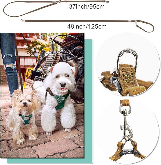 Puppytie No Pull Dog Harness with Multifunction Dog Leash,Soft Adjustable No Choke Escape Proof Pet Harness Vest for Medium Dogs,Glossy Dark Green,M