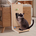 Sisal Cat Scratchers for Indoor Cats, 26.8'' L-Shape Cat Scratching Board, Large Cats Scratching Posts to Protect Furniture, Solid Wooden Cats Scratch Pad with Mouse Toy(Vertical Scratcher)