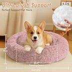JOLLYVOGUE Calming Dog & Cat Bed for Large Dogs, Anti-Anxiety Donut Cuddler Cozy Soft Round Bed with Anti-Slip Bottom, Fluffy Faux Fur Plush Cushion Beds for Medium Dogs (36")