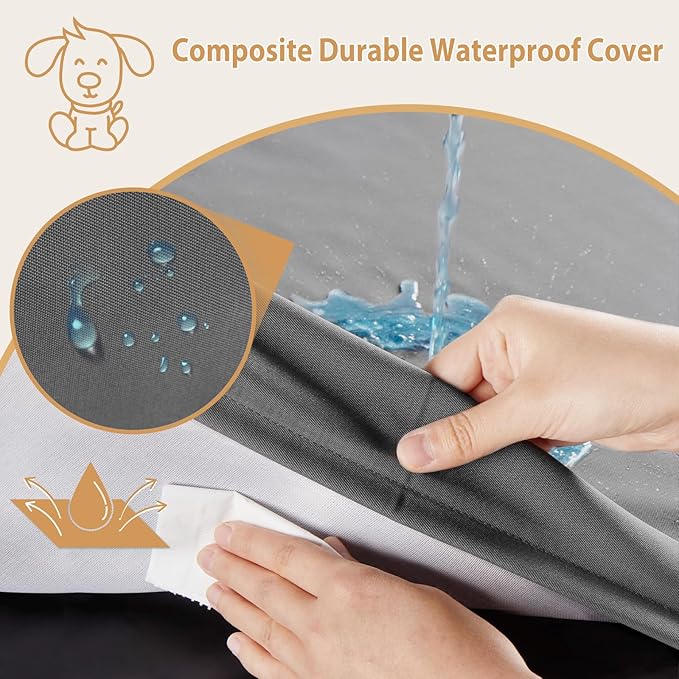 BFPETHOME Outdoor Dog Beds for Large Dogs, Waterproof Dog Bed for Medium, Large, Extra Large Dogs, Orthopedic Pet Bed with Removable Washable Cover, Egg Crate Foam Pet Bed Mat. (47 x 29 In, Dark Grey)