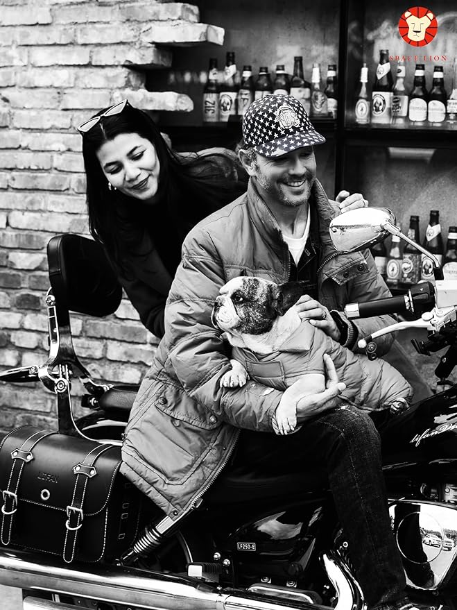 SPACE LION Puffer Jacket, Down Winter Coat, Waterproof, Windproof, Lightweight Jacket, Adjustable Fit for Medium, Large Dogs(Black,XL)