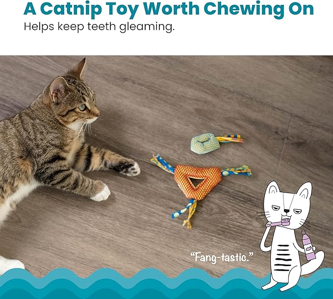 Catstages Catnip Dental Chew – Interactive Chew Toy for Cats with Crinkle Sounds and Textures for Teeth Cleaning, Multicolored