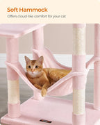 Feandrea Cat Tree, 56.3-Inch Cat Tower for Indoor Cats, Multi-Level Cat Condo with 4 Scratching Posts, 2 Perches, Hammock, Cave, Jelly Pink UPCT161P01