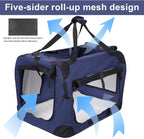 Pet Carrier for Cats and Dogs up to 25 lbs, Soft-Sided Collapsible Travel Crate, 24" L x 16" W x 16" H - Includes Removable Plush Blanket & Travel Bowl for Vet, Car, Home Use