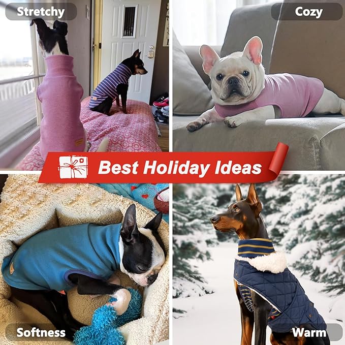 KYEESE 2Pack Dog Sweater Warm Pets Coats Soft Dog Sweaters for Small Dogs Male Stretchy Dogs Clothes Turtleneck Small Pet Sweaters Pullover Pets Sweatshirt