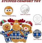 5pack Christmas Stuffed Plush Dog Interactive Dog Chew Toys for Small & Medium Dogs Durable Cute Animal Shape Squeaky for Puppy