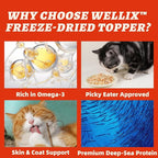 Wellix Dog & Cat Food Topper - Antarctic Krill Treats Freeze Dried Egg Yolk&Chicken Flavor Low Calorie - Cognitive and Skin & Coat Support - Healthy Cat Treats for Indoor Cats