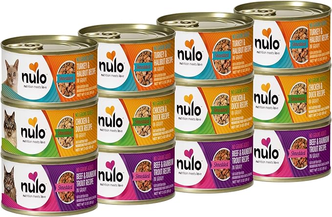 Nulo Variety Flavors Grain-Free Shredded Wet Canned Cat Food, 3 Ounce (Pack of 12)