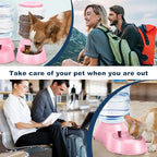 2 Pack Automatic Cat Feeder and Water Dispenser in Set Gravity Food Feeder and Waterer Pet Food Bowl for Small Medium Dog Pets Puppy Kitten Big Capacity 1 Gallon x 2 (Pink)
