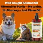 Deley Naturals Wild Alaskan Salmon Oil for Dogs - New & Improved Salmon Oil Plus Formula - Fish Oil for Dogs with DHA EPA Omega 3 & 6 Fatty Acids - Omega 3 Fish Oil for Skin & Coat - 32oz Made in USA
