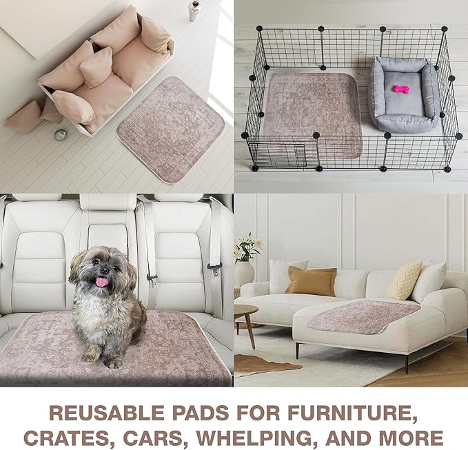 PUPIBOO Washable Pee Pads for Dogs and Cats - Super Absorbent Reusable Puppy Training Pads - 100% Waterproof, Leak-Proof & Non-Slip Whelping Pads for Pet Housebreaking