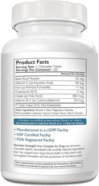 Iron for Dogs with Anemia to Support Blood Health, Blood Cell Formation & Oxygen Supply, Iron Supplement for Anemic Dogs + Vitamin C, Folate, Vitamin B12, 120 Chewable Tablets
