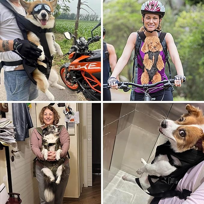 PetBonus Pet Front Dog Carrier Backpacks, Adjustable Pet Backpack, Legs Out Easy-fit Puppy Chest Carrier for Medium Small Dogs, Hands Free for Hiking, Cycling (Army Green, L)