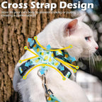 EXPAWLORER Cat Harness and Leash Set - Adjustable Escape Proof, Soft Vest Harness for Outdoor Walking, Breathable Mesh Lightweight for Kittens Puppies Small Animals, Lake Green M