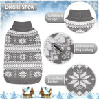 KOOLTAIL Cable Knit Dog Sweater Turtleneck, Cold Weather Pullover Classic Knitwear, Snowflake Pattern Thick Warm Winter Pet Clothes, Dog Christmas Sweater for Small Medium Large Dogs Cats, Grey L
