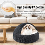 HYQ Dog Bed for Small Dogs, Cozy Cat Cave Bed, Cat Beds for Indoor Cats Washable, Non-Slip Cat Beds, Calming Dog Bed with Hooded Cover, Dog Bed with Cover for Small Medium Pets(Dark Grey, 24×24 Inch)