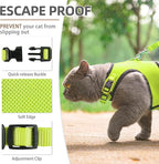 PUPTECK Soft Mesh Cat Vest Harness and Leash Set Puppy Padded Pet Harnesses Escape Proof for Cats Small Dogs Rabbits Bunny, Fluorescent Green XL