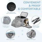 Petsfit Small Cat Carrier Soft Airline Approved Expandable Carrier for Kitten Puppy Bunny, 16"X10"X9“