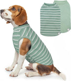 KYEESE 2Pack Waffle Dog Shirts Stretchy Dog T-Shirts Lightweight Dogs Tank Top Sleeveless Striped Dogs Shirt Vest Breathable, XX-Large, Green+Striped