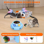 Interactive Cat Toy 3 in 1 Automatic Cat Toy for Indoor Cats, Electric Kitten Toy with Rechargeable Battery, Self Play Kitty Toys with Rotating Fluttering Butterfly,Track Ball and Ambush Feather,Blue