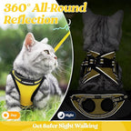 rabbitgoo Cat Harness and Leash Set for Walking Escape Proof, Adjustable Soft Kittens Vest with Reflective Strip for Cats, Comfortable Outdoor Vest, Bright Yellow, M