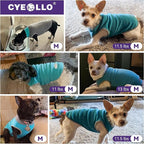 cyeollo 2 Pack Dog Sweatshirts Fleece Jacket with Reflective Stripe Pullover Stretchy Doggie Sweater Soft Pet Clothes Lightweight Dog Sweaters for Small Dogs Turquoise & Grey